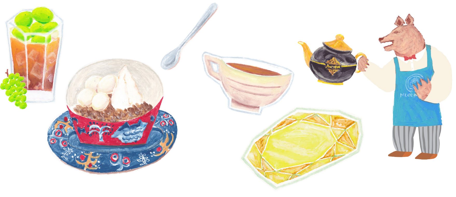フルーツティー デザート 紅茶 イラスト おしゃれ